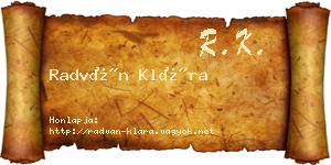 Radván Klára névjegykártya